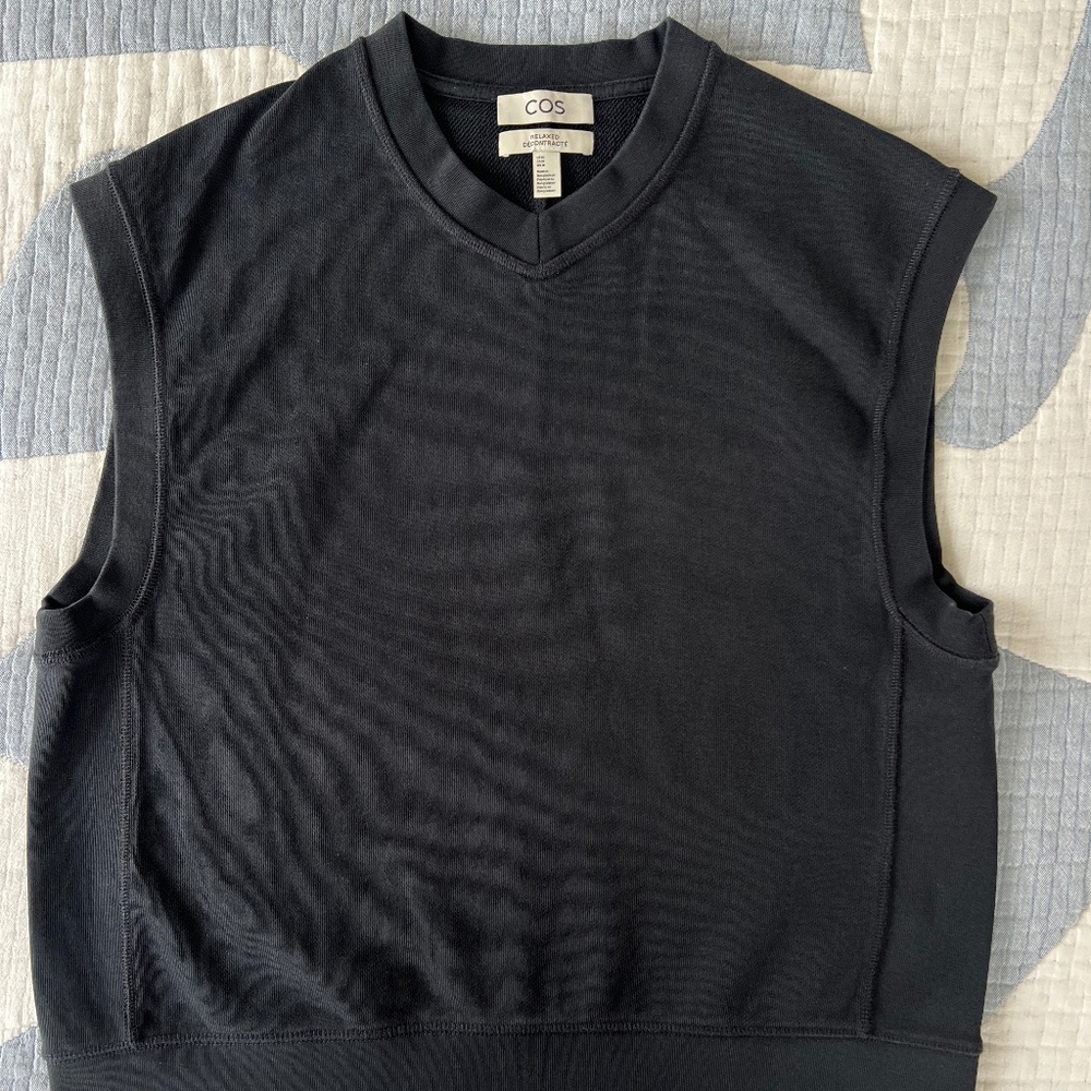 Cos V-Neck Jersey Vest - Sleeveless - Navy Blue